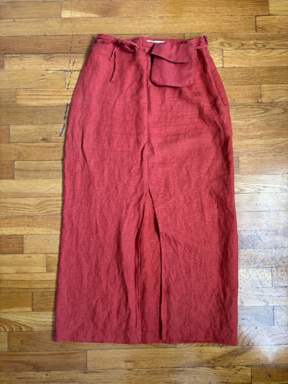 Paloma Wool Linen Midi Skirt | Burnt Orange | XS 36 | Pocket Belt - Picture 3 of 12
